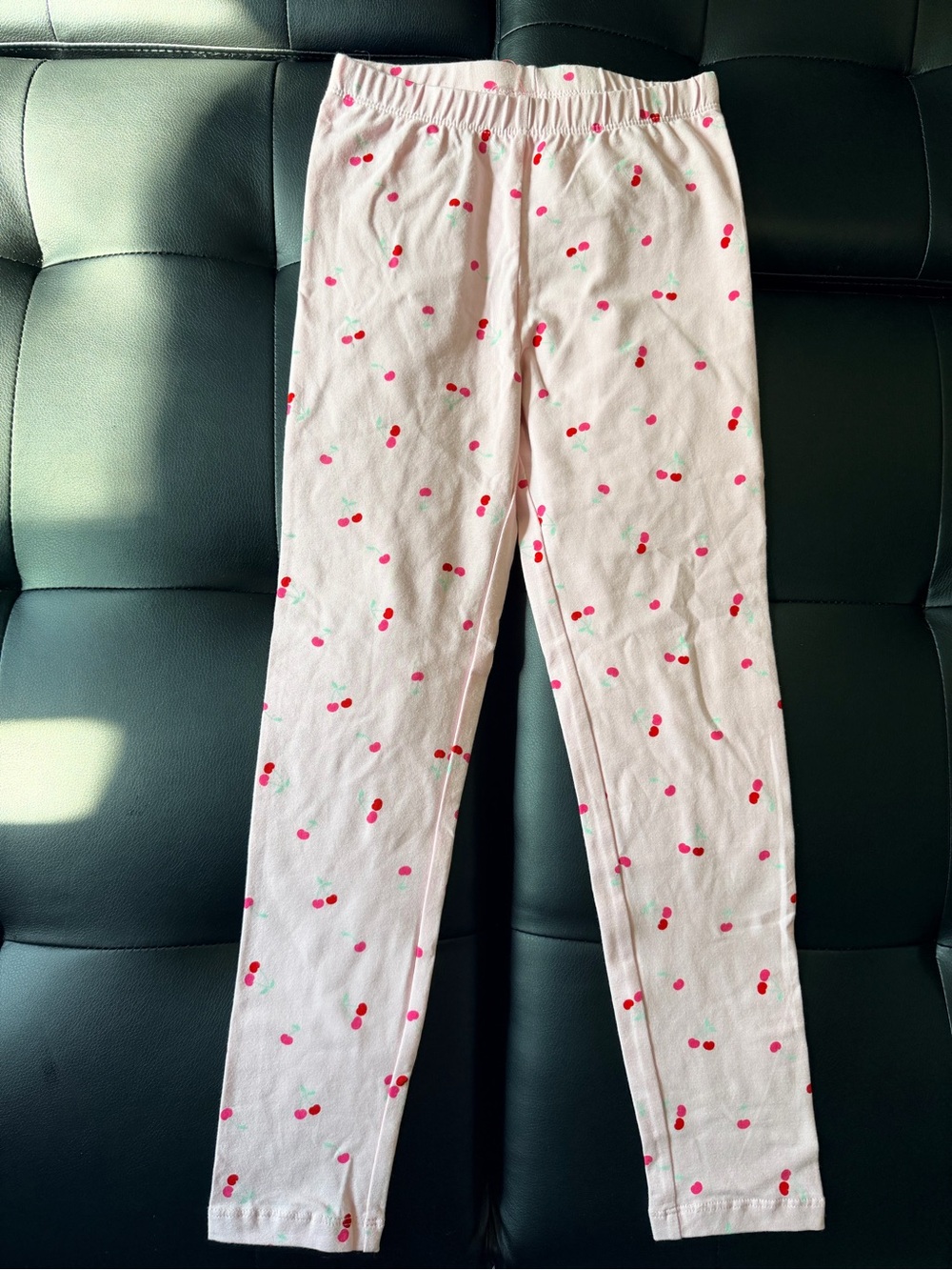 Cat & Jack Girls Leggings M (8) Ballet Pink Cherry Print Tough Cotton